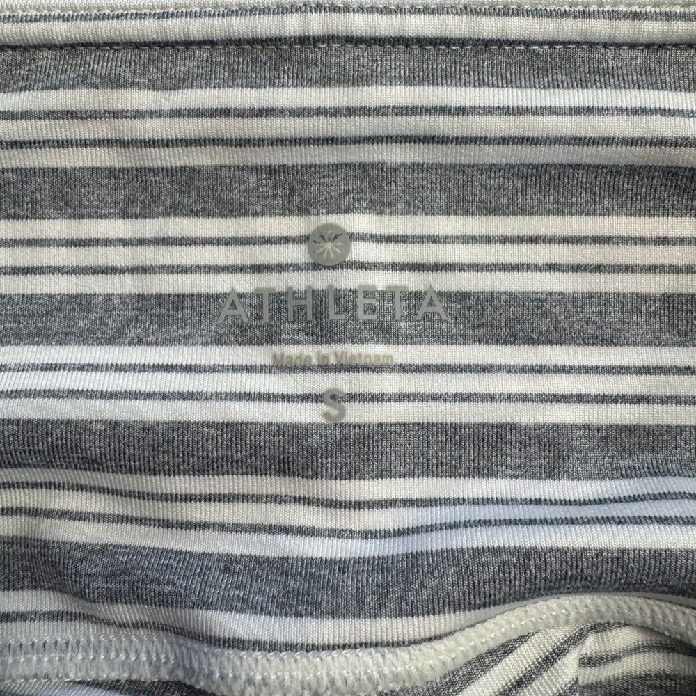 Athleta Striped Cropped Capri Leggings Gray White Womens Size Small Active - Picture 4 of 6